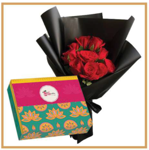 Mix Mithai 1kg & Red Roses Bunch 24pcs