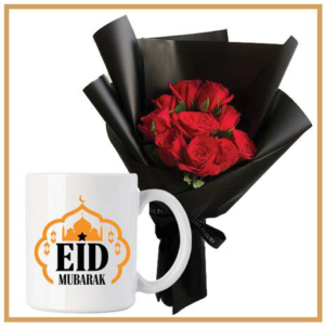 Eid Mubarak Mug & Flower Bouquet 24pcs
